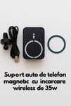 Suport Auto Magnetic cu Încarcare Wireless Rapida35W-prindere aerisire