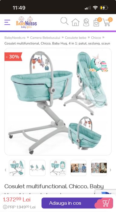 Chicco Baby hug 4 in 1 turcoaz