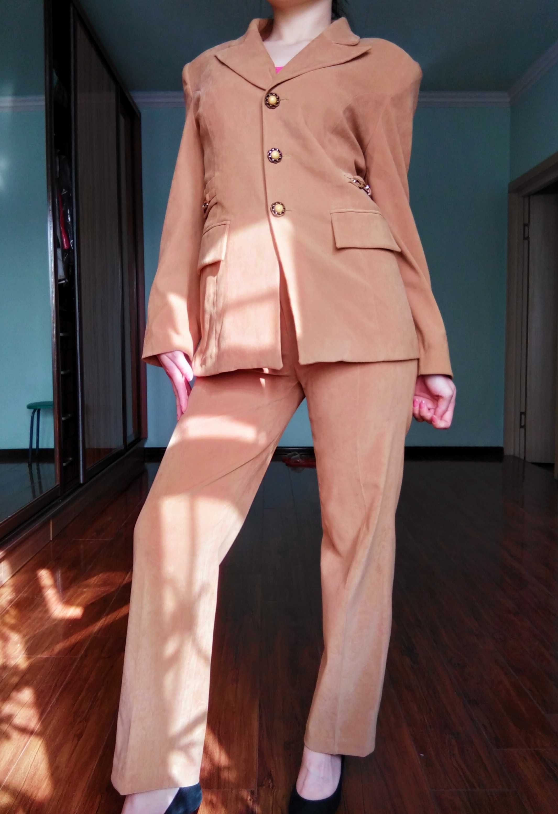 Брючный классический женский костюм винтажный пиджак и брюки