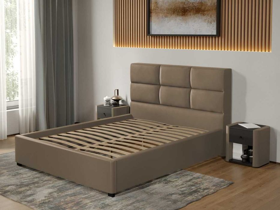 Pat tapitat Cico fix 170 x 114 C1 din piele/stofa Bej Nube 11