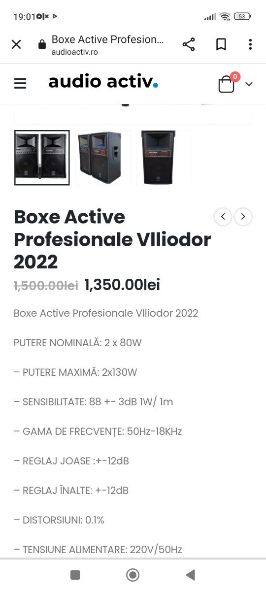 Vînd pereche boxe active Vlliodor