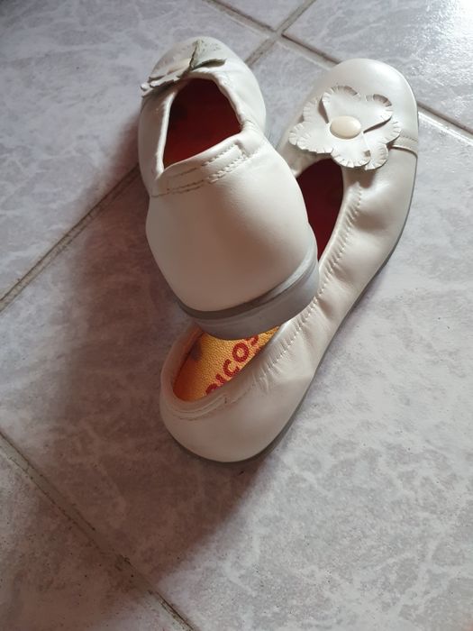 Balerini albi sidefii 38 piele naturala