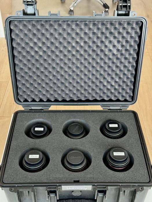 Сет от 6 кино обектива Samyang VDSLR II (EF mount) + твърд куфар