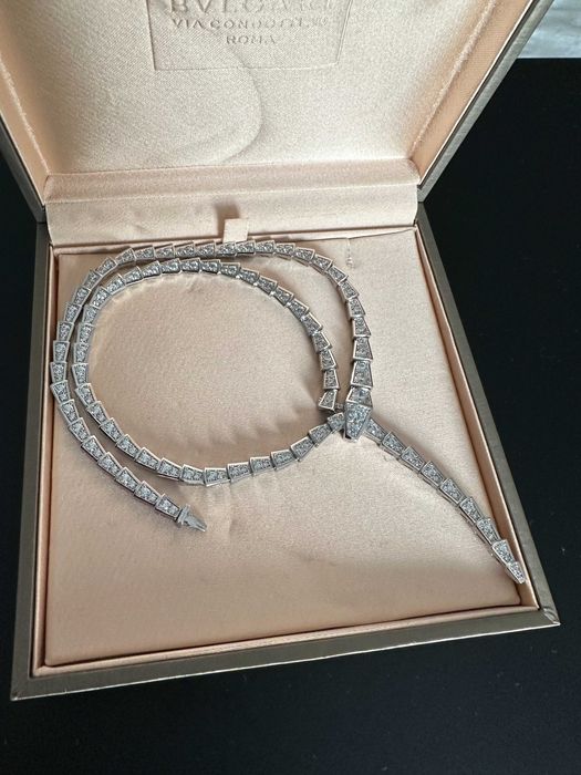 Colier Serpenti cristale placat cu aur alb Bvlgari