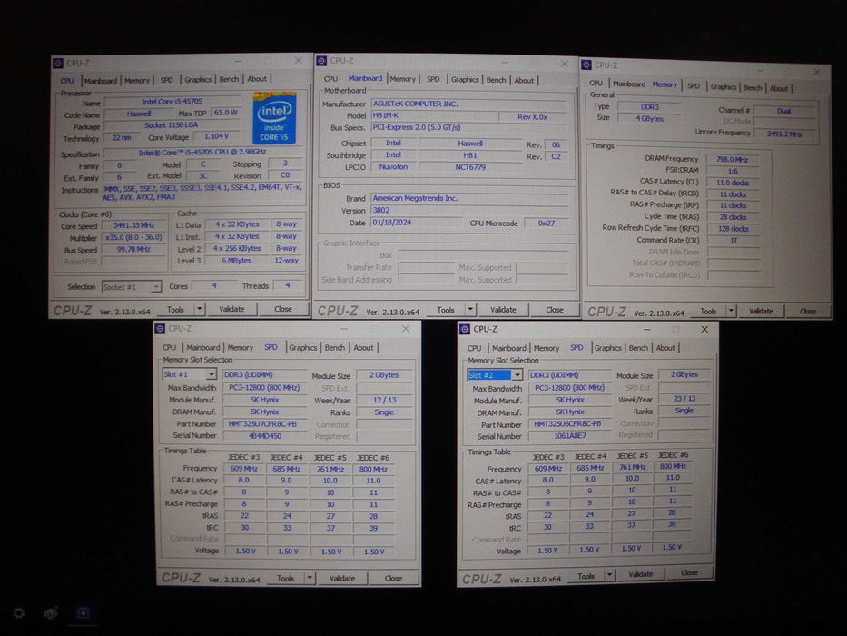 Placa de baza Asus H81M-k sk 1150 procesor i5 4570 3.6Ghz 4GB DDR3