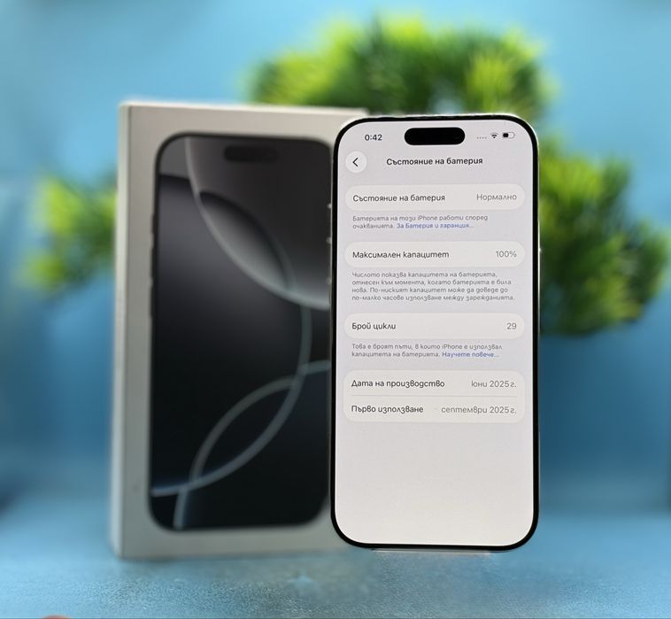 ГАРАНЦИОНЕН!!! Apple iPhone 16 Pro, 128GB, 5G, White Titanium