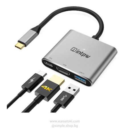 intpw USB C към HDMI адаптер, USB-C цифров AV многопортов адаптер