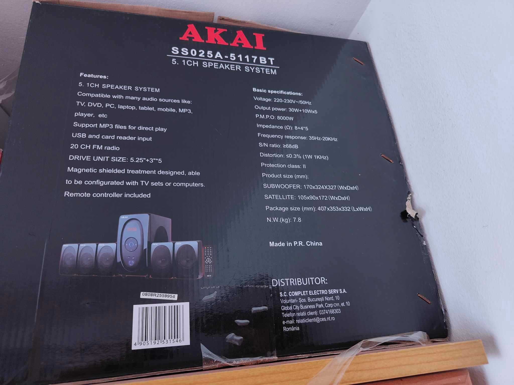 Boxe AKAI 5117, 5.1, 80W, Bluetooth