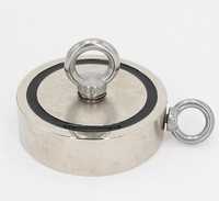 Magnet neodim oală D 75 mm cu două cârlige inelare și două fețe 200kg