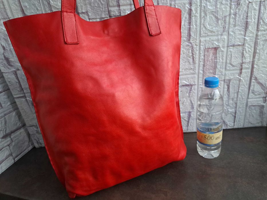 дамска кожена чанта,оранжева торба с ресни-естествена кожа