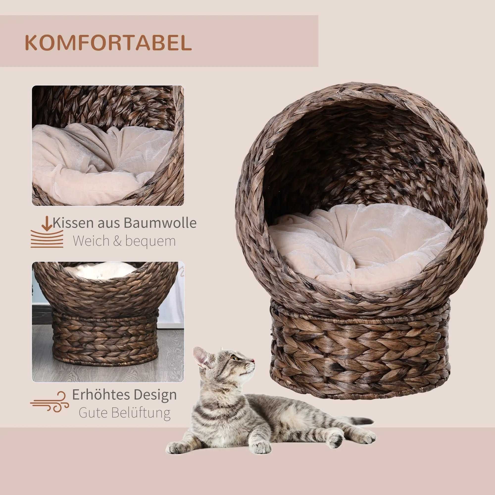 Котешко легло PawHut с воден зюмбюл и възглавница