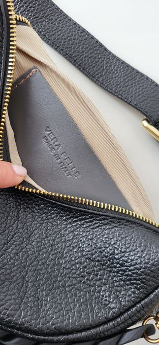 Дамска черна чанта от естествена кожа Vera Pelle