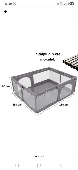 Tarc de joaca bebelusi. Dimensiune 150 x 180 x 65