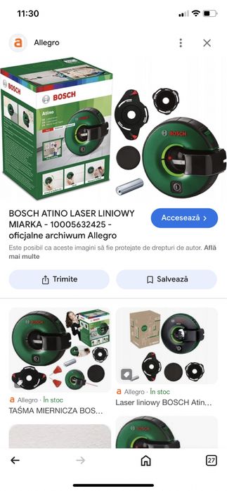 Nivela cu laser, cu o linie, Bosch Atino + accesorii Originala.