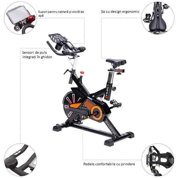 Bicicleta spinning HMS SW2102, volanta 15 kg