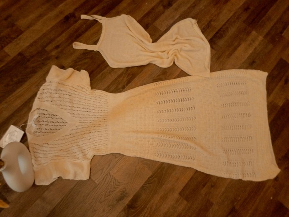 Платье тренд сезона мелкая  вязка нитка тонкая дышащая