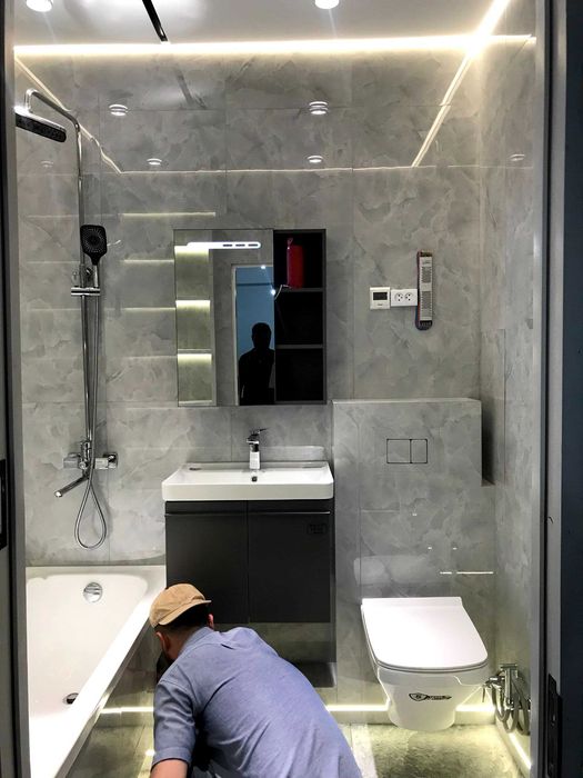 Установка подвесного унитаза,  установка инсталляции