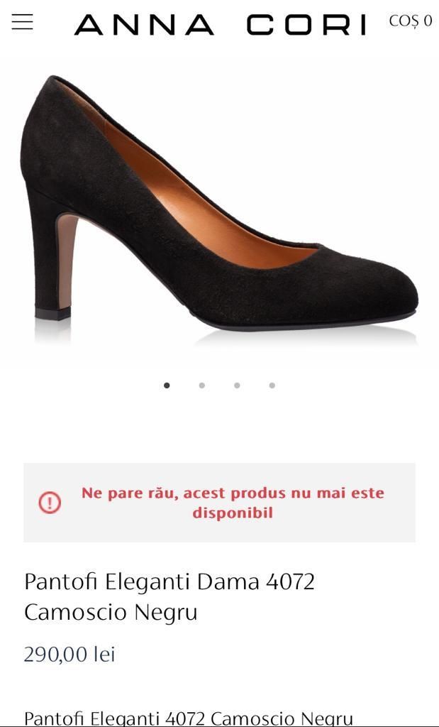 Pantofi Anna Cori - piele întoarsă negru