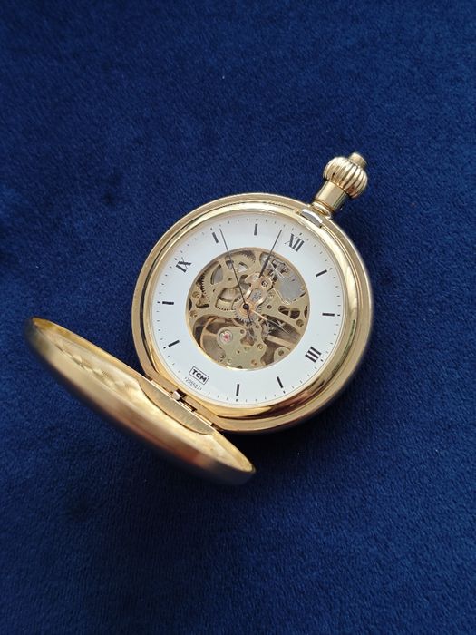 Ceas de buzunar mecanic auriu TCM
