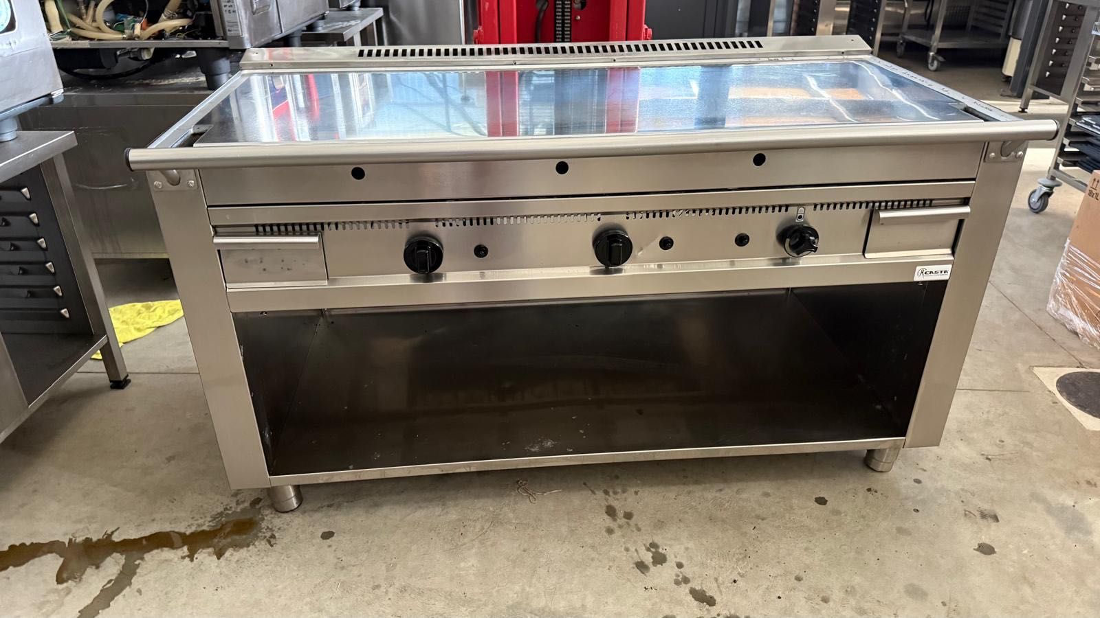 Grill frytop gratar Teppanyaki cromata 1500 cu 3 zone gaz
