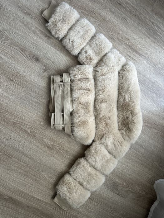 Geaca de piele / blana crem/bej