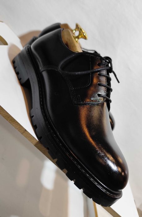 Pantofi derby 42 42.5 43 43.5 lace up ZARA NOI piele naturala negru