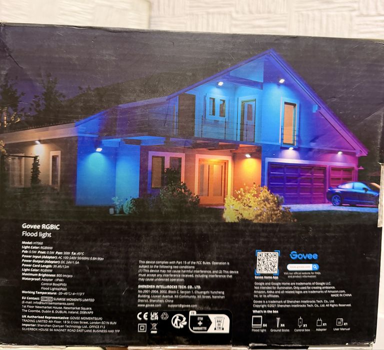 WiFi RGBICWW LED Външни Прожектори Govee Flood Lights – 4бр Комплект