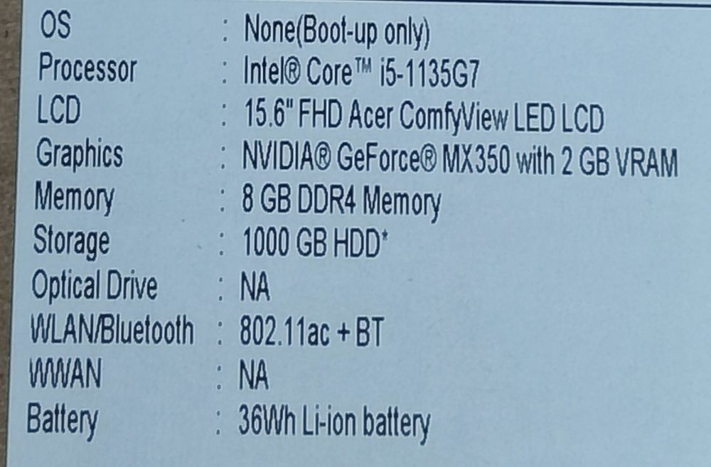 Acer Aspire 3 a315-58j