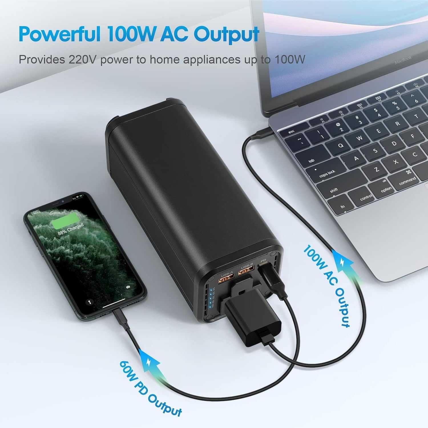 Преносима батерия power bank за лаптоп, универсален 98Wh/27000mAh