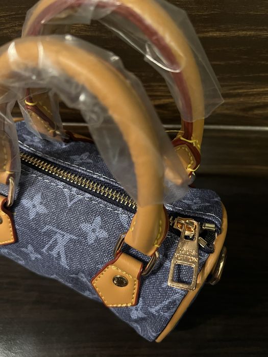 Geantă LV mini albastră cu imprimeu monogram