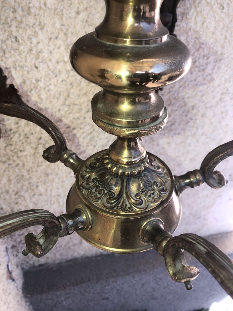 Candelabru vechi francez,din bronz masiv,5 brate cu sirene