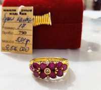 Шикарное итальянское кольцо с бриллиантами и натуральными  рубинами