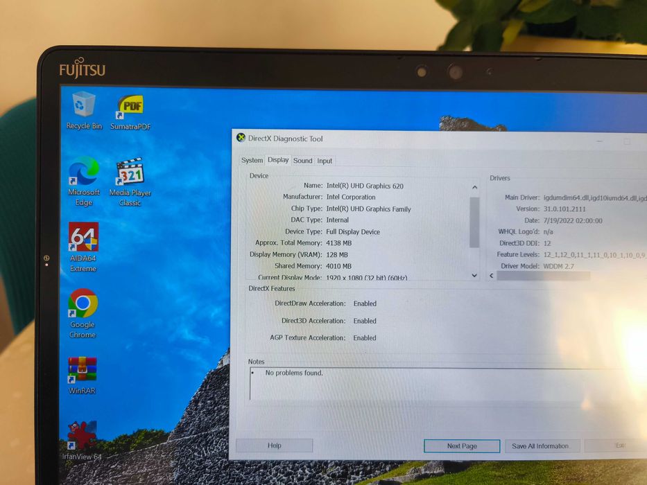 Laptop-tabletă 2 în 1 Fujitsu Stylistic Q738 i5-8350 8Gb ram 256Gb SSD