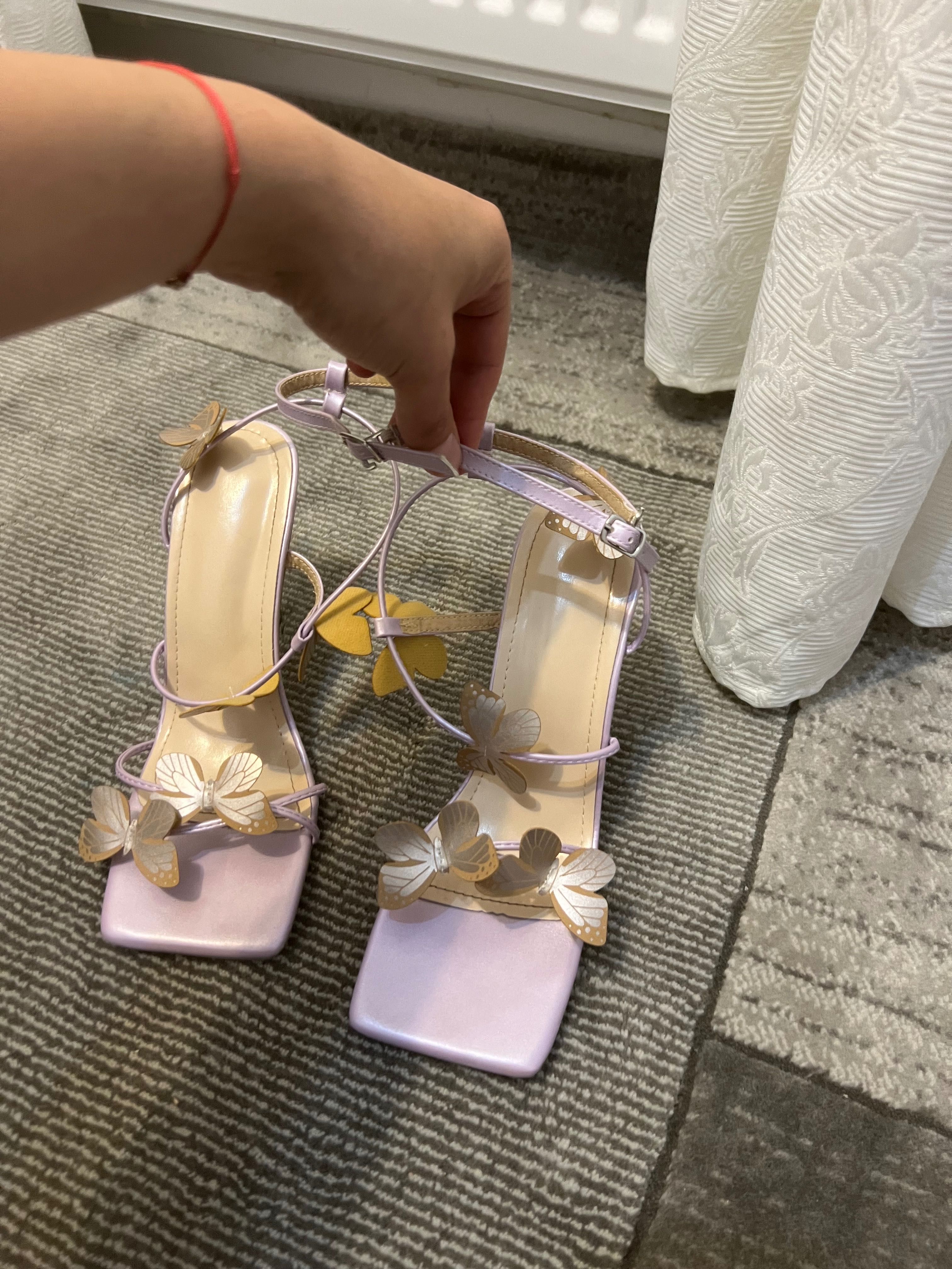 Sandale 40 lila cu fluturi