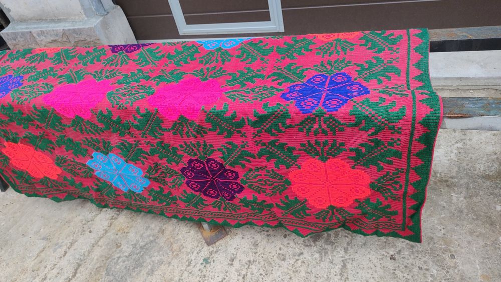 Pătură țărănească tradițională din lănă (Zona Bihorului )Handmade