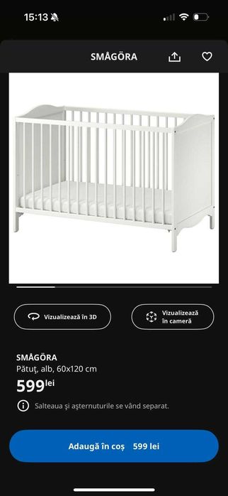 Patut NOU Ikea pentru copii + saltea