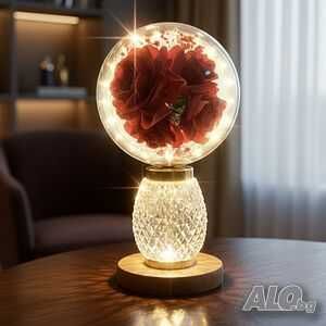 Декоративна лампа с червени рози и мека светлина