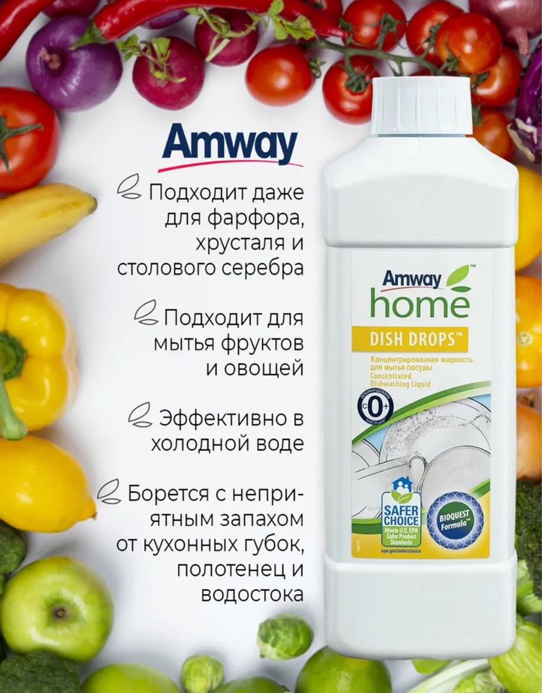 Amway чистящее средство, антижир, средство для мытья посуды. Губки