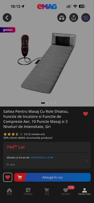 saltea masaj role shiatsu de pe eMAG