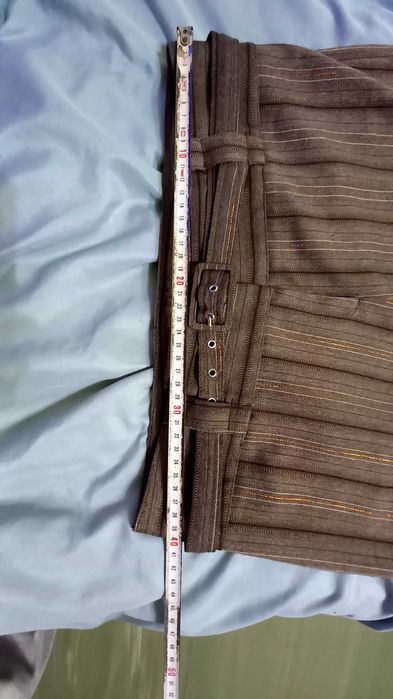 Pantaloni eleganti Ad Lib UK maro cu fir auriu si cordon, moderni