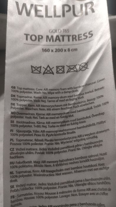 Topper wellpor Gold 160x200x8 cm