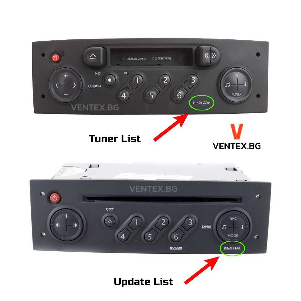 Bluetooth аудио адаптер за Renault Tuner List, Update List блутут рено