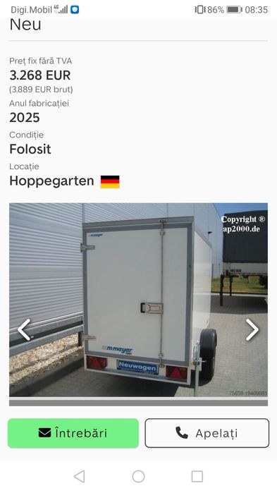 Remorcă închisă Wm Meyer 750kg