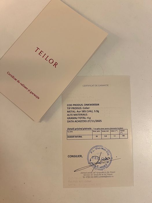 Colier din aur galben cu diamante de 0.5ct