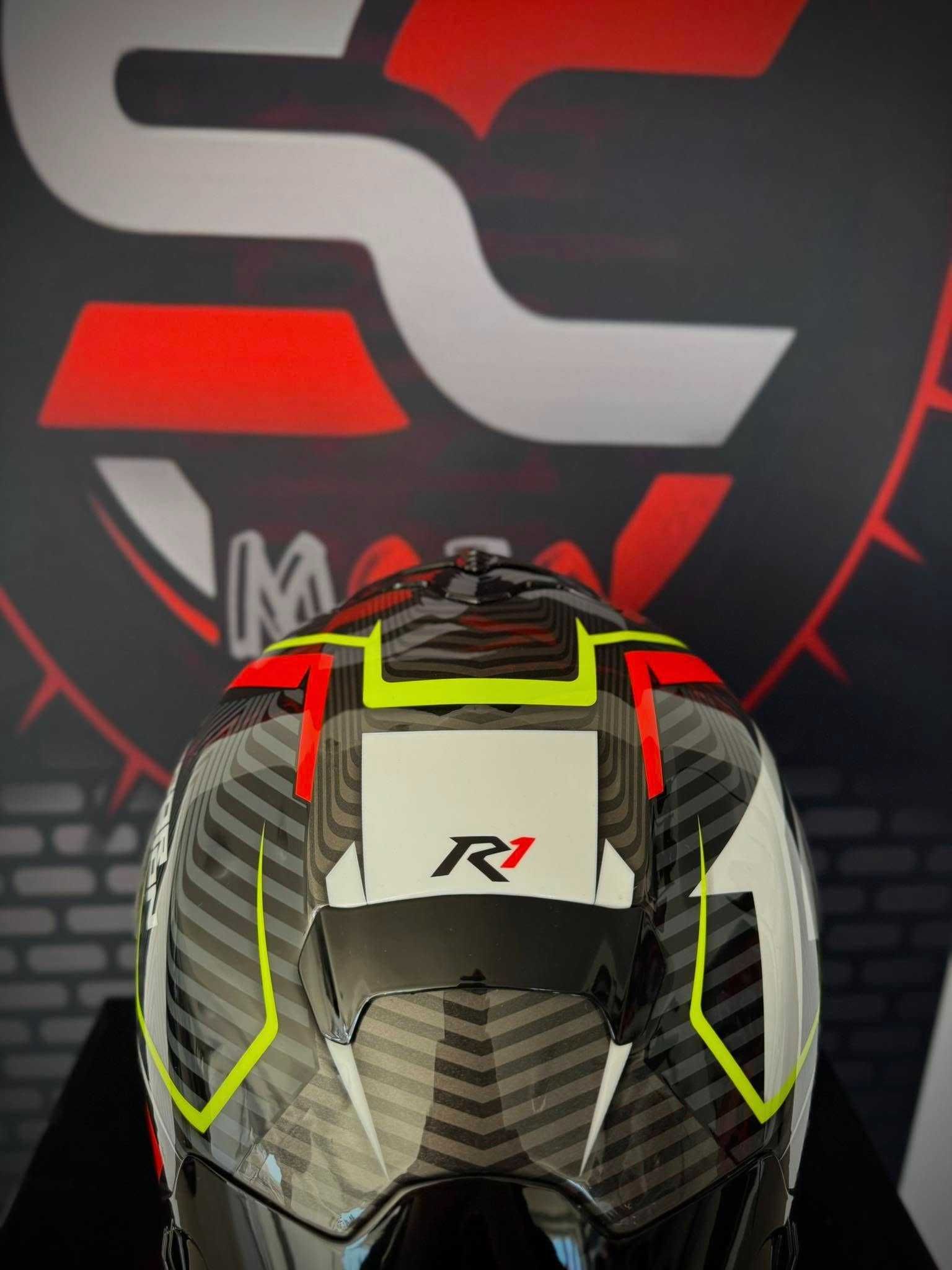 НОВА Каска SCORPION EXO-R1 EVO AIR Black-Red-Neon Yellow Размер М