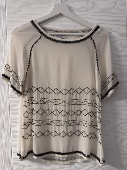 Bluza cu broderie Mango Suit