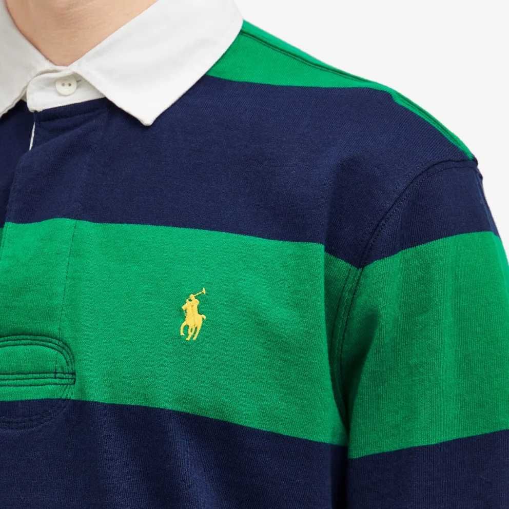 Polo Ralph Lauren тениска блуза  с дълъг ръкав на райета синьо зелено