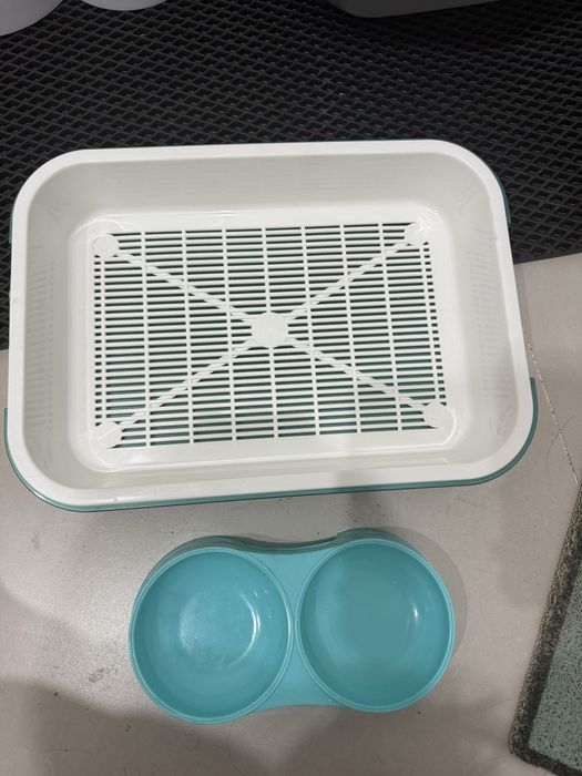 Лоток и миска для кошки