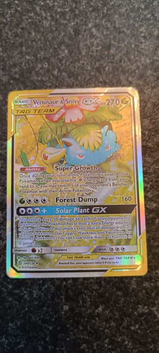 Pokemon Card Venusaur & Snivy GX Tag Team – Secret Rare 249/236 – Cosm