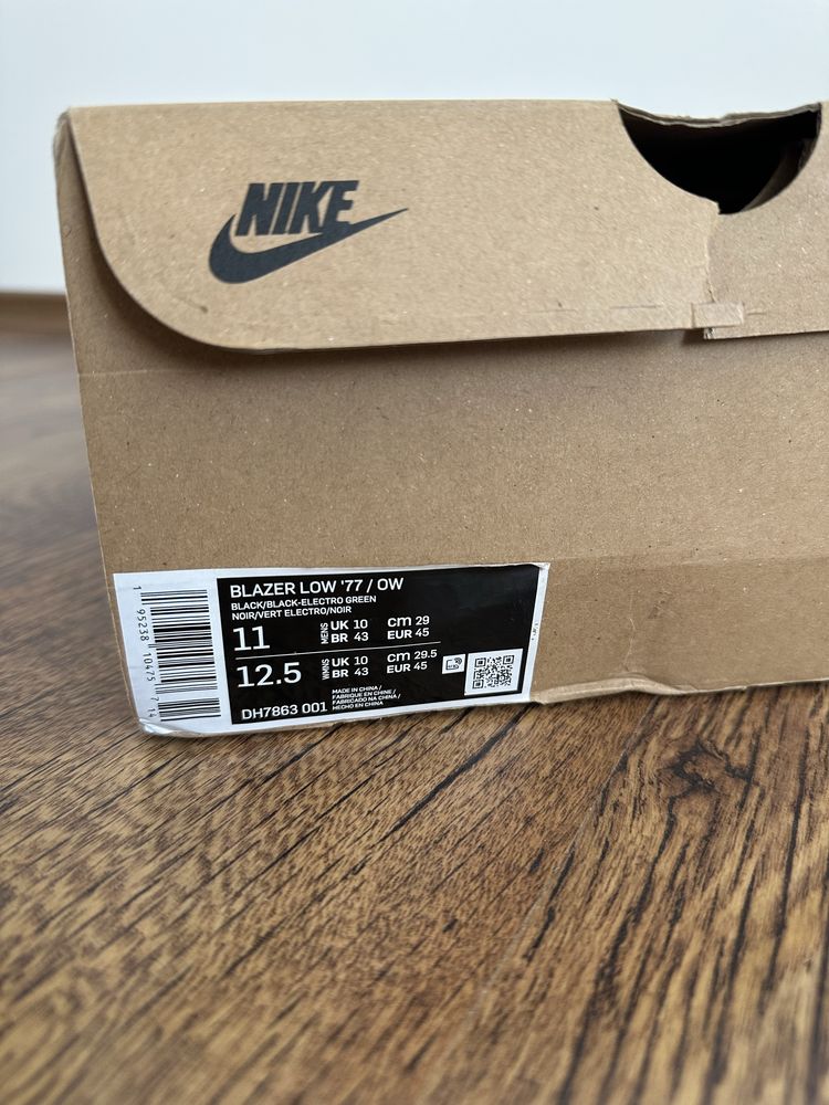 Nike Blazer Low Off-White Black Electro Green Оригинални! DH7863-001